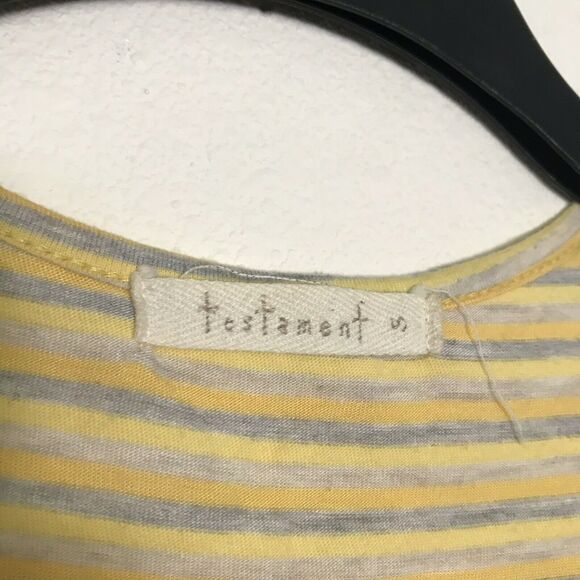 Anthropologie Testament Butter Yellow Striped Babydoll Sleeveless Top - Small - Picture 3 of 6